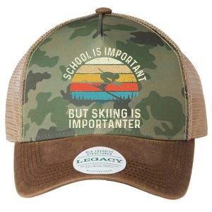 School Is Important But Skiing Is Importanter Retro Skier Legacy Tie Dye Trucker Hat