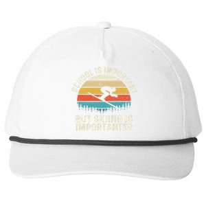 School Is Important But Skiing Is Importanter Retro Skier Snapback Five-Panel Rope Hat