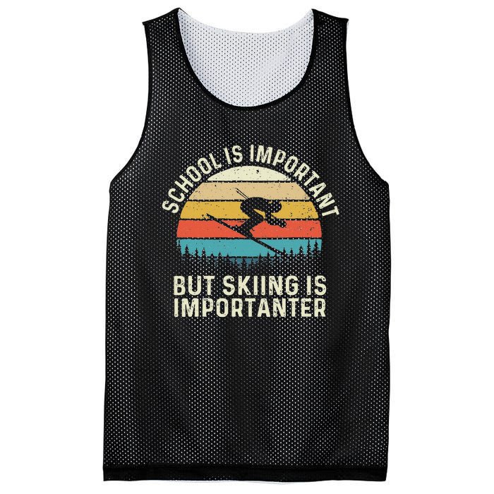 School Is Important But Skiing Is Importanter Retro Skier Mesh Reversible Basketball Jersey Tank