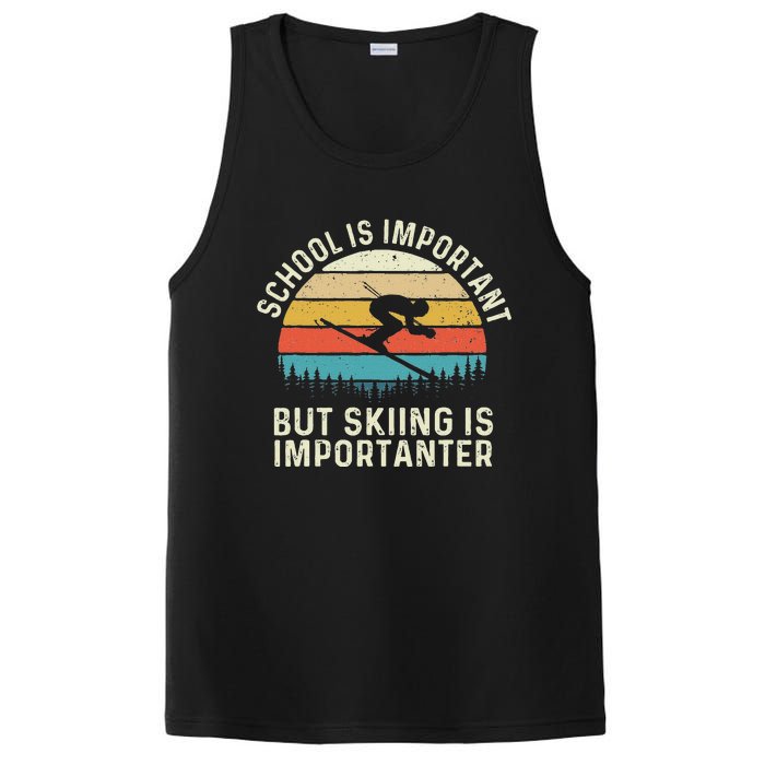 School Is Important But Skiing Is Importanter Retro Skier PosiCharge Competitor Tank