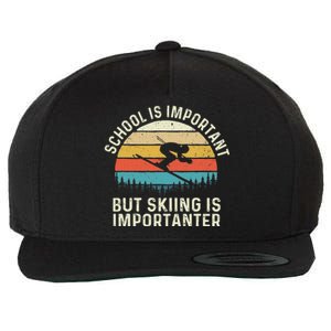 School Is Important But Skiing Is Importanter Retro Skier Wool Snapback Cap