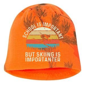 School Is Important But Skiing Is Importanter Retro Skier Kati - Camo Knit Beanie