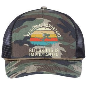 School Is Important But Skiing Is Importanter Retro Skier Retro Rope Trucker Hat Cap