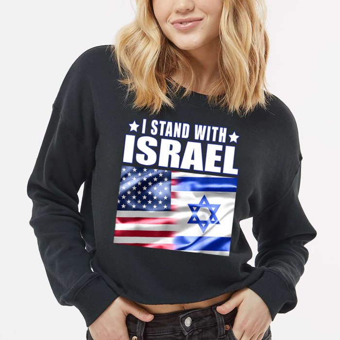 Support Israel I Stand With Israel Us Israel Flag Combined Cropped Pullover Crew