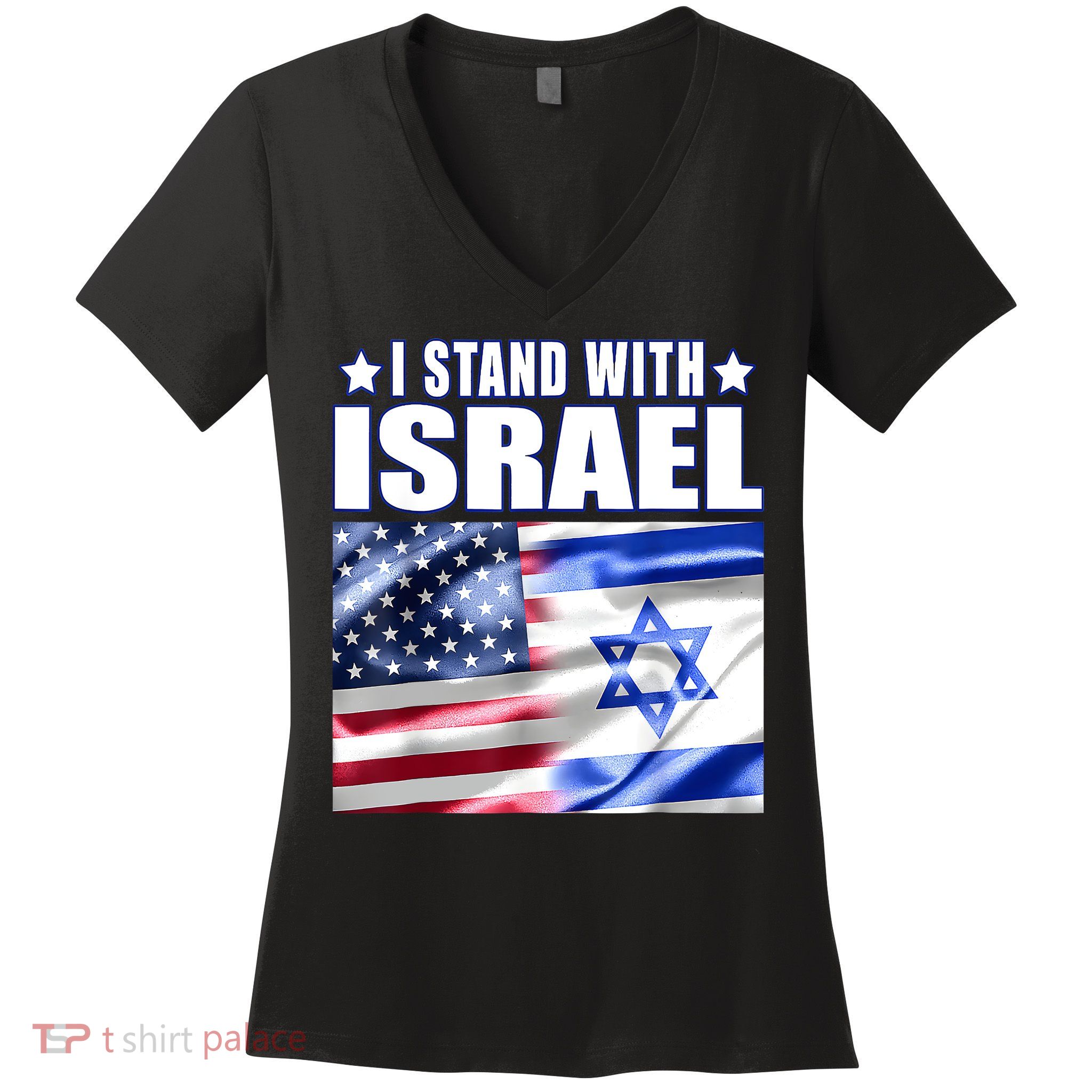 Support Israel I Stand With Israel Us Israel Flag Combined Women's V-Neck T-Shirt