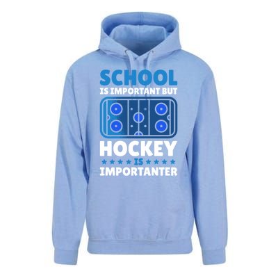 School Is Important But Hockey Is Importanter For Hockey Gift Unisex Surf Hoodie