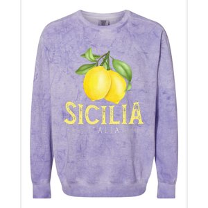 Sicilia Italia Italian Lemons Proud Sicilian Colorblast Crewneck Sweatshirt