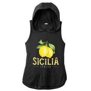 Sicilia Italia Italian Lemons Proud Sicilian Ladies PosiCharge Tri-Blend Wicking Draft Hoodie Tank