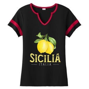 Sicilia Italia Italian Lemons Proud Sicilian Ladies Halftime Notch Neck Tee