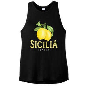 Sicilia Italia Italian Lemons Proud Sicilian Ladies PosiCharge Tri-Blend Wicking Tank