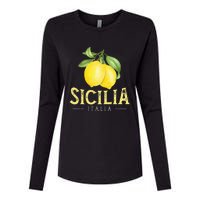 Sicilia Italia Italian Lemons Proud Sicilian Womens Cotton Relaxed Long Sleeve T-Shirt