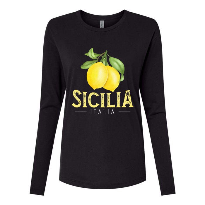 Sicilia Italia Italian Lemons Proud Sicilian Womens Cotton Relaxed Long Sleeve T-Shirt