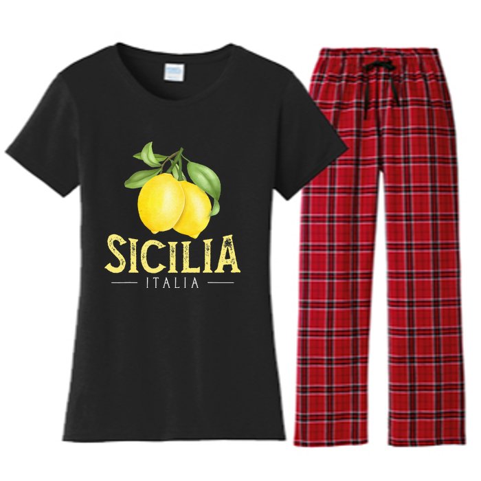 Sicilia Italia Italian Lemons Proud Sicilian Women's Flannel Pajama Set