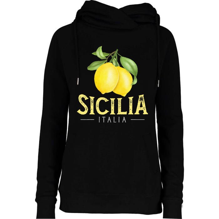 Sicilia Italia Italian Lemons Proud Sicilian Womens Funnel Neck Pullover Hood