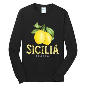 Sicilia Italia Italian Lemons Proud Sicilian Tall Long Sleeve T-Shirt