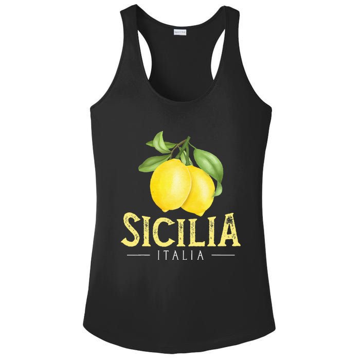 Sicilia Italia Italian Lemons Proud Sicilian Ladies PosiCharge Competitor Racerback Tank