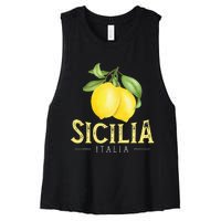 Sicilia Italia Italian Lemons Proud Sicilian Women's Racerback Cropped Tank