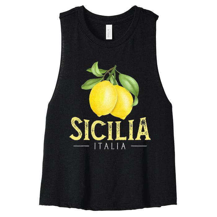 Sicilia Italia Italian Lemons Proud Sicilian Women's Racerback Cropped Tank