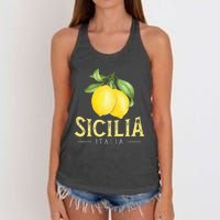 Sicilia Italia Italian Lemons Proud Sicilian Women's Knotted Racerback Tank