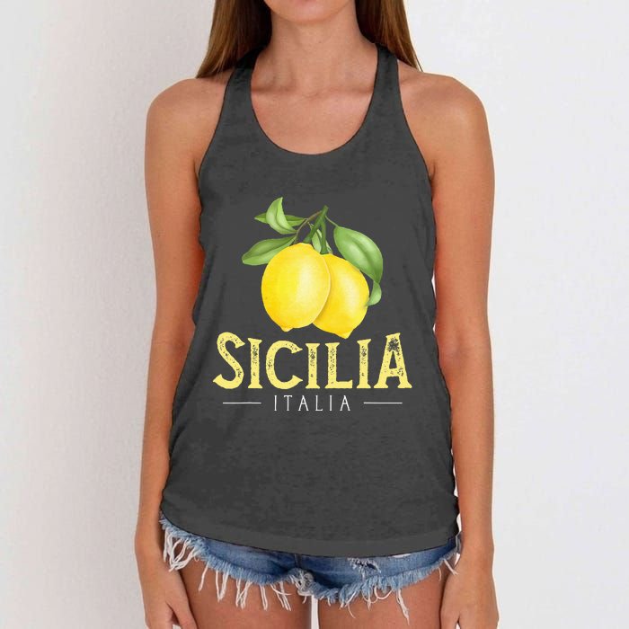 Sicilia Italia Italian Lemons Proud Sicilian Women's Knotted Racerback Tank