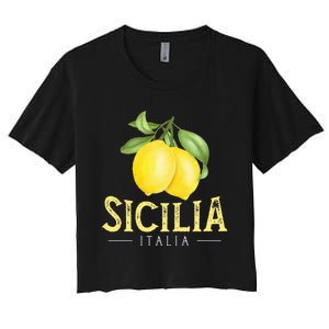 Sicilia Italia Italian Lemons Proud Sicilian Women's Crop Top Tee