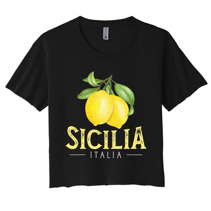 Sicilia Italia Italian Lemons Proud Sicilian Women's Crop Top Tee