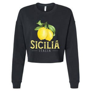 Sicilia Italia Italian Lemons Proud Sicilian Cropped Pullover Crew