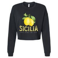 Sicilia Italia Italian Lemons Proud Sicilian Cropped Pullover Crew