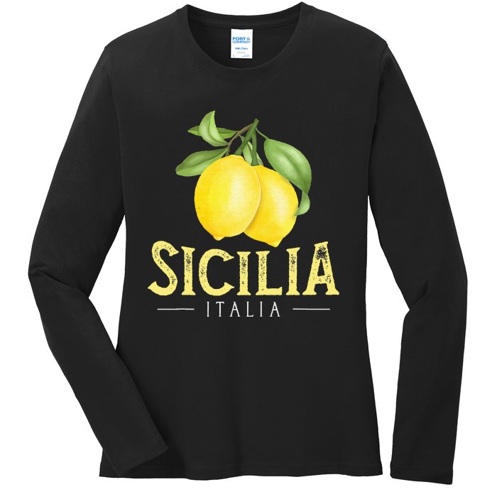 Sicilia Italia Italian Lemons Proud Sicilian Ladies Long Sleeve Shirt