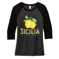 Sicilia Italia Italian Lemons Proud Sicilian Women's Tri-Blend 3/4-Sleeve Raglan Shirt