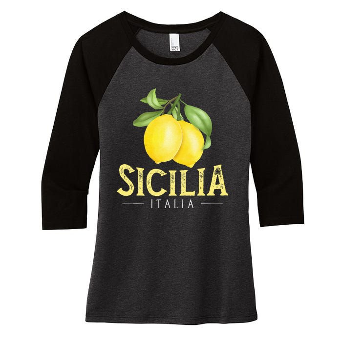 Sicilia Italia Italian Lemons Proud Sicilian Women's Tri-Blend 3/4-Sleeve Raglan Shirt