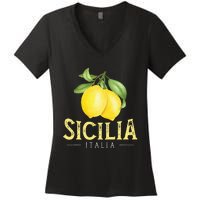 Sicilia Italia Italian Lemons Proud Sicilian Women's V-Neck T-Shirt