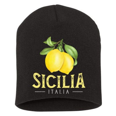 Sicilia Italia Italian Lemons Proud Sicilian Short Acrylic Beanie