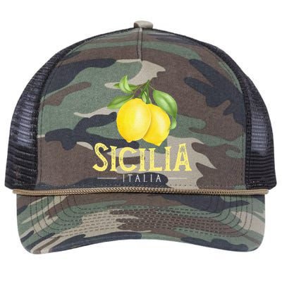 Sicilia Italia Italian Lemons Proud Sicilian Retro Rope Trucker Hat Cap