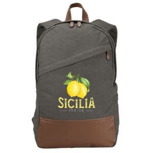 Sicilia Italia Italian Lemons Proud Sicilian Cotton Canvas Backpack