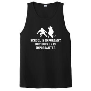 School Is Important But Hockey Is Importanter Funny Sports Great Gift PosiCharge Competitor Tank