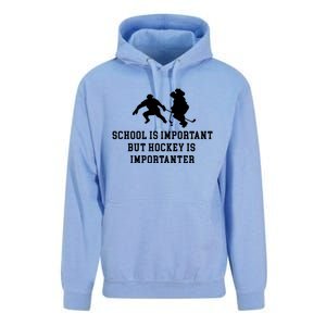 School Is Important But Hockey Is Importanter Funny Sports Great Gift Unisex Surf Hoodie