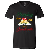 Stepping Into Juneteenth Celebration V-Neck T-Shirt