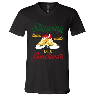 Stepping Into Juneteenth Celebration V-Neck T-Shirt