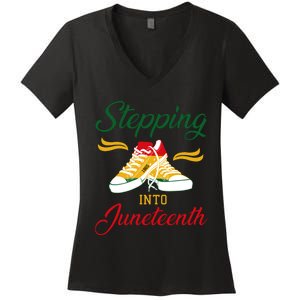 Stepping Into Juneteenth Celebration Women's V-Neck T-Shirt