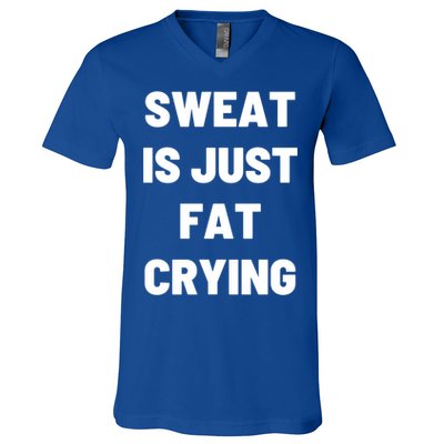 Sweat Is Just Fat Crying Funny Working Out Funny Gift V-Neck T-Shirt