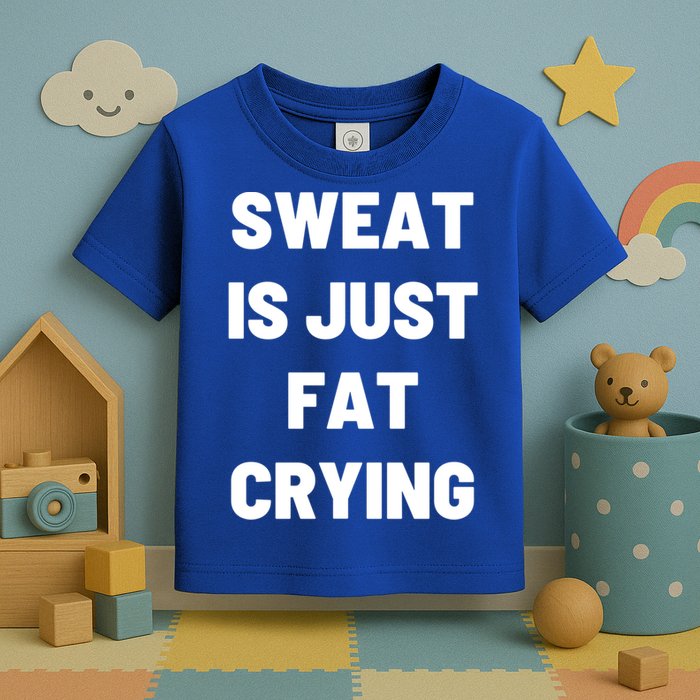 Sweat Is Just Fat Crying Funny Working Out Funny Gift Toddler T-Shirt