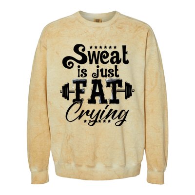 Sweat Is Just Fat Crying Funny Workout Gym Fitness Gift Colorblast Crewneck Sweatshirt