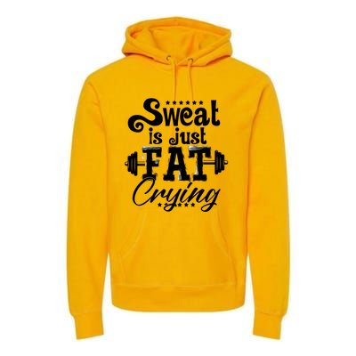 Sweat Is Just Fat Crying Funny Workout Gym Fitness Gift Premium Hoodie