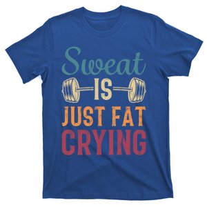 Sweat Is Just Fat Crying Gym Workout Body Builder Retro Great Gift T-Shirt