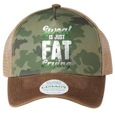 Sweat Is Just Fat Crying Motivation Fitness Gym Workout Gift Legacy Tie Dye Trucker Hat