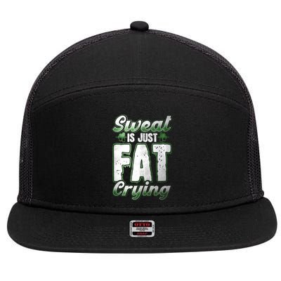 Sweat Is Just Fat Crying Motivation Fitness Gym Workout Gift 7 Panel Mesh Trucker Snapback Hat