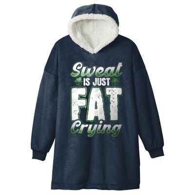 Sweat Is Just Fat Crying Motivation Fitness Gym Workout Gift Hooded Wearable Blanket