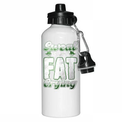 Sweat Is Just Fat Crying Motivation Fitness Gym Workout Gift Aluminum Water Bottle