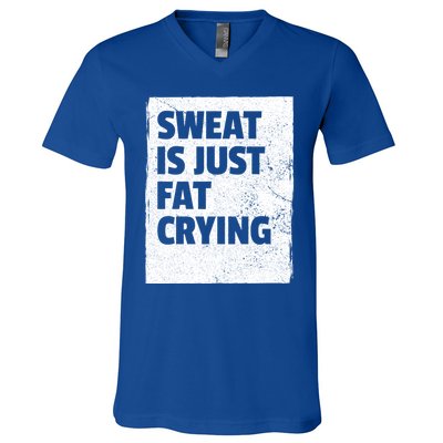 Sweat Is Just Fat Crying Meaningful Gift Sarcastic Gym Funny Workout Funny Gift V-Neck T-Shirt